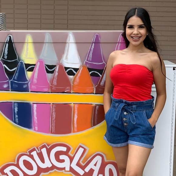 Denim Paperbag Shorts-Size Small - Picture 2 of 6